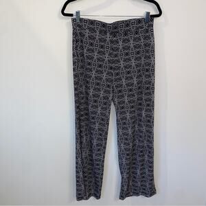 Chaus New York Black & White Elastic Waist Spiderweb Magic Eye Wide Leg Pants M
